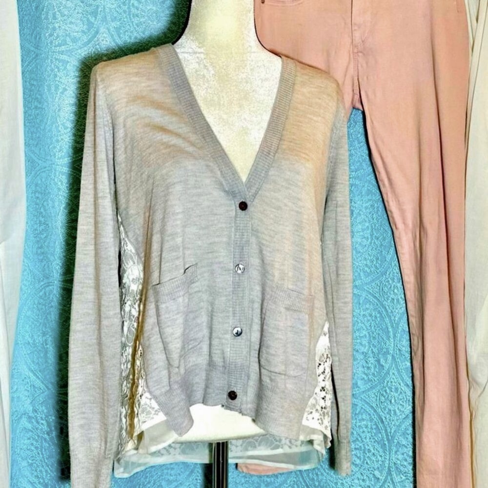 Clu Maille Wool Cashmere Silk Mixed Media Cardigan Sz M